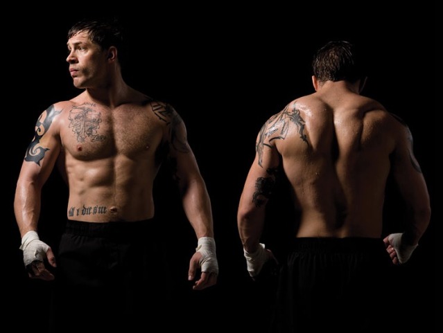 Image of: Tom Hardy in his Warrior role - ripped, toned and bulky.